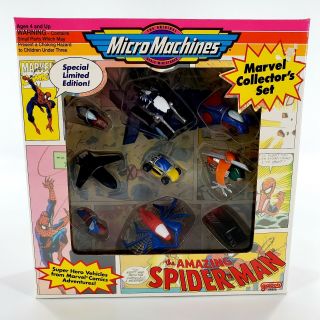 Vintage 1993 Micro Machines Spiderman Marvel Collectors Set Of 9 Galoob