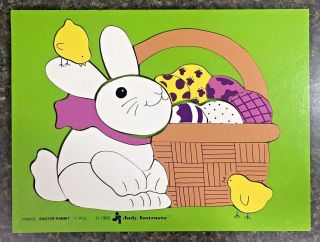 Vintage 1986 Judy Instructo 17 Piece Wooden Puzzle Easter Rabbit J506003