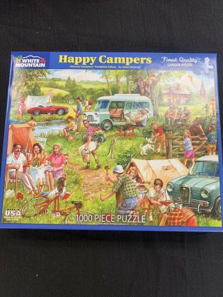 White Mountain 1000 Piece Puzzle Happy Campers Classic Tent Picnic