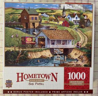 Hometown Gallery 1000 Piece Puzzle " Last Swim Of Summer " W/ Poster Bob Pettes