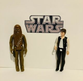 Two Vintage Kenner Star Wars Action Figures,  Han Solo And Chewbacca,  1977