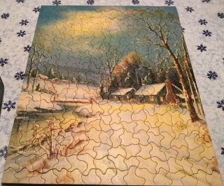 Tuco Vintage Deluxe Puzzle “winter Moonlight” Cabins Cottages Snow Scene Intact
