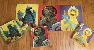 Vtg Mb Sesame Street Puzzle Big Bird Cookie Monster Oscar The Grouch 1976 1978