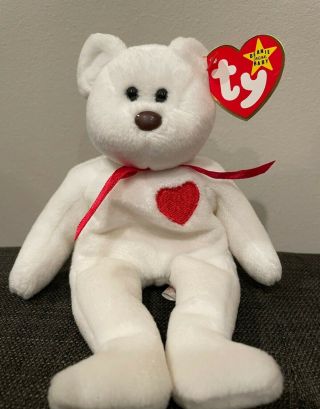 Ty Beanie Baby - Valentino The Bear - 1993/1994 P.  V.  C Pellets Retired Brown Nose