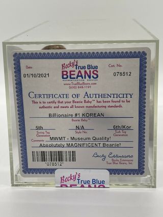 Authenticated - True Blue Beans - Billionaire Bear - Ty Beanie Baby