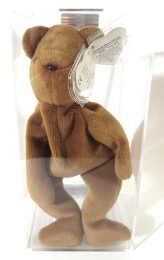 Authenticated Ty 2nd Gen Old Face Brown Teddy W/ Ultra Rare Uk Swing Tag Mwmt Mq