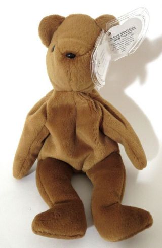 Authenticated Ty 2nd Gen OLD FACE BROWN Teddy w/ Ultra Rare UK Swing Tag MWMT MQ 3