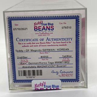 Authenticated True Blue Beans Teddy Of Magenta 2nd/1st German/korean Rare Mwmtmq