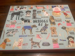 Mudpuppy 1000 Piece Jigsaw Puzzle: " Hotdogs A - Z " 27 " X20 " Dog Breeds Complete
