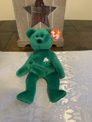 Rare Erin Beanie Baby With Rare Second Tush Tag And Many Errors