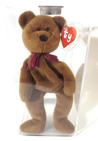 Authenticated Ty 2nd Gen Face Brown Teddy W/ Ultra Rare Uk Swing Tag Mwmt Mq