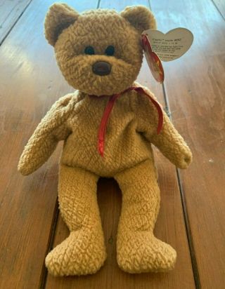 Ty Beanie Baby Curly The Bear 4 - 12 - 1996.  Pvc.  Tag Errors.  Rare 4052
