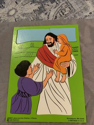 Vintage 1989 Judy Instructo 9 Piece Wooden Puzzle Jesus And The Children