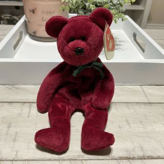 Cranberry Teddy Bear Ty Beanie Baby 1993 2nd Gen Style 4052