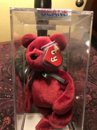 Beanie Baby “ Teddy - Nf Cranberry “ 2nd/1st,  Mwmt’s - Mq,  Authenticated