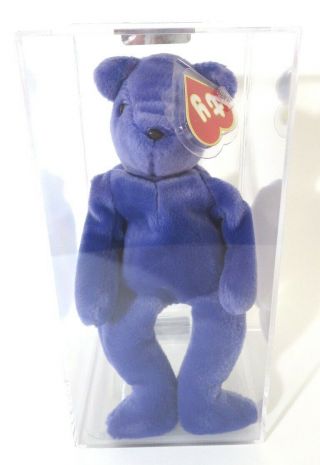 Authenticated Ty Beanie 1st Gen Old Face Violet Teddy Mwmt Mq Rare & Magnificent