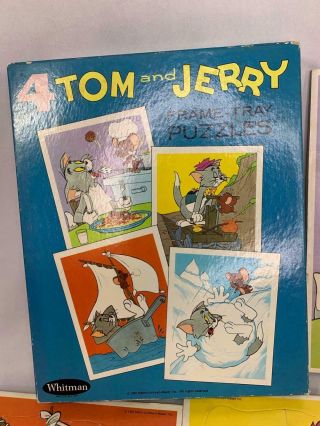 Vintage Tom And Jerry Set Of 4 Frame Tray Puzzles Complete 1969 Whitman