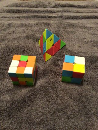 3x Speed Cube Set 2x2x2 3x3x3 Magic Cubes Pyramid Skewb Cube Toys Stickerless