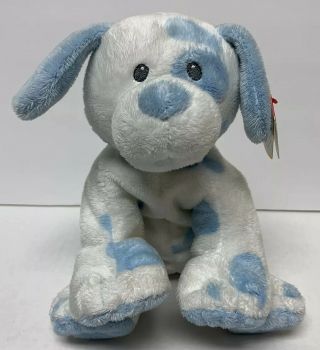 TY Pluffies TYLUX White Blue Spots PUPPY Dog Stuffed Plush 2012 Baby Pups 2