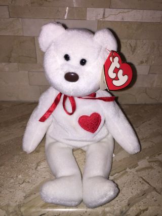 Ty Beanie Babies Valentino Brown Nose Bear 3rd Generation Tag Light Crease