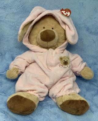 Ty 15 " Love To Baby Pink Bunny Pjs Teddy Bear Plush Stuffed Toy 2004