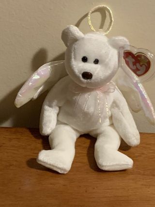 Rare 1998 Retired Ty Halo Beanie Baby W/ Brown Nose,  Tag Errors,