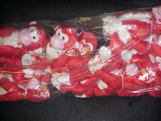 (1) Dozen Retired Ty Beanies Valentine The Red Monkey Factory Bag Mwmt