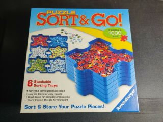 Puzzle Sort & Go 6 Stackable Sorting Blue Trays