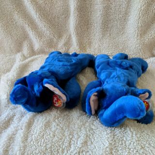 Ty Beanie Buddie Rare Royal Blue Elephant " Peanut "