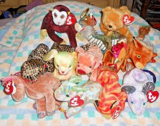 Complete Set Of The 12 Chinese Zodiac Ty Beanie Babies,  Retired