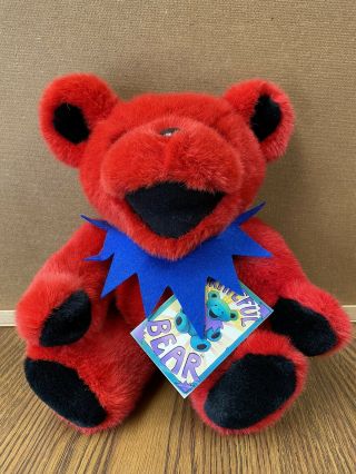 Red With Blue Scarf Jointed Grateful Dead Plush Bear W/tags Liquid Blue 1990