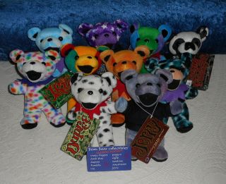 1998 Grateful Dead Bean Bear Set By Liquid Blue 2nd Edition With Tags