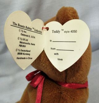 BROWN TEDDY TY Beanie Baby - FACE - 3rd Gen Hang Tag - 2nd Gen Tush Tag 2