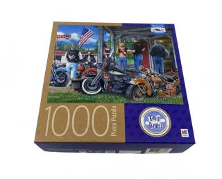 Milton Bradley Motorcycles Rust In Peace 1000 Piece Jigsaw Puzzle 20x27”