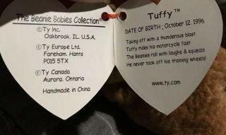 Beanie Babies Tuffy ERRORS 1996 Ty Rare OWNER Retired Baby Bear 3