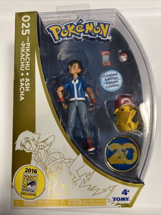 Tomy Pokemon Pikachu And Ash 2016 Sdcc Comic Con Exclusive Action Figure