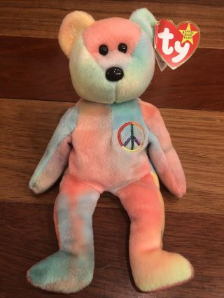 1996 Ty Beanie Babies Peace The Bear - Rare And Retired - Tag Errors