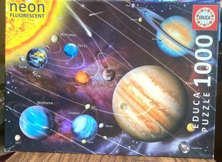 Educa Solar System 1000 Piece Puzzle Neon Fluorescent Series Made In Spain