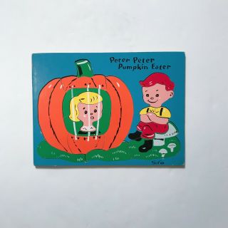 Sifo Peter Pumpkin Eater Nursery Rhyme Vintage 60s Wooden Wood Kids Puzzle Retro