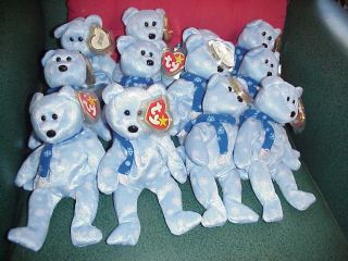 (1) Dozen Retired Ty Beanie Bears 1999 Holiday Teddy B - Day Dec 25,  1999
