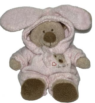 Ty Pluffies Love To Baby 8 " Plush Tan Bear Pink Bunny Removable Pjs Pajamas