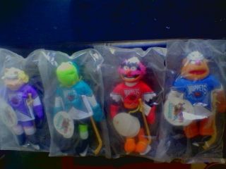 1995 (nhl) All Star (muppets) Hockey Set Of (4x) With Tags In Polybags