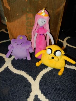 Adventure Time Plush Set Of 3 Jake,  Lumpy Space Princess &princess Bubble Gum