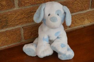 Plush Ty Pluffies Tylux White Blue Spots Puppy Dog Stuffed Animal 2006 Baby Pups