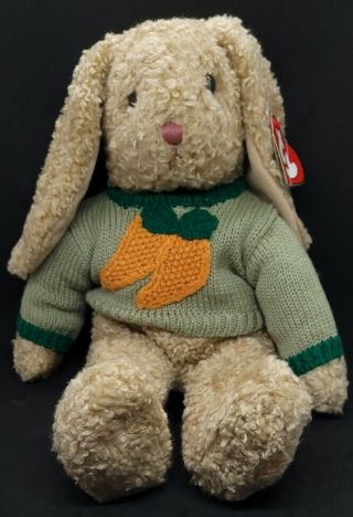 Vtg Retired Ty Curly Plush Rabbit Classic Bunny 18” Beanie 1991 Creased Tag