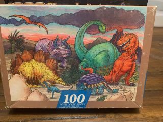 Springbok Dinosaur Puzzle Complete 100 Piece Vintage Jigsaw Puzzle Dinosaurs Iob