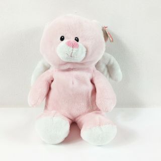 A76 Ty Pluffies Pink Little Angel Teddy Bear Plush 10 " Stuffed Toy Lovey