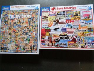White Mountain Jigsaw Puzzles 2x 1000 Pc Television & I Love America