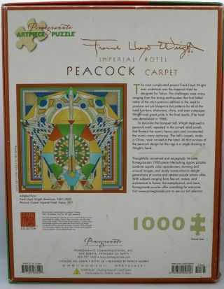 FRANK LLOYD WRIGHT IMPERIAL HOTEL PEACOCK CARPET 1000 PIECE PUZZLE read descript 3