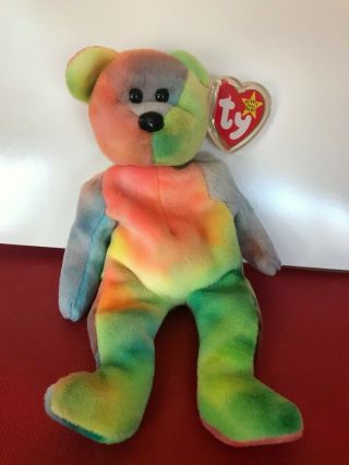 Vintagety Beanie Baby " Garcia " The Tie - Dye Bear Style 4051 1993 Mwmt Great Colors